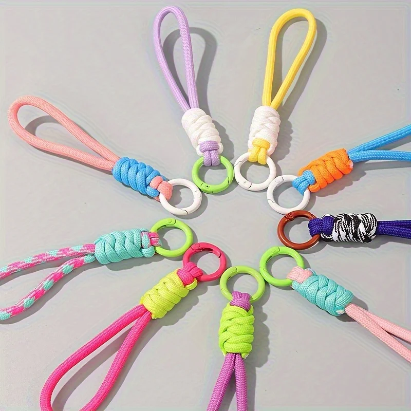 Random color braided keychain - durable and stylish phone lanyard and accessory. perfect for keys, coffee mugs, and more