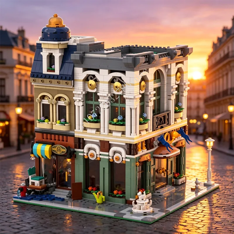 2843 PCS European Modular City Street Post Office Architecture Building Blocks Assembly Model Educational Gift For Adults Decor