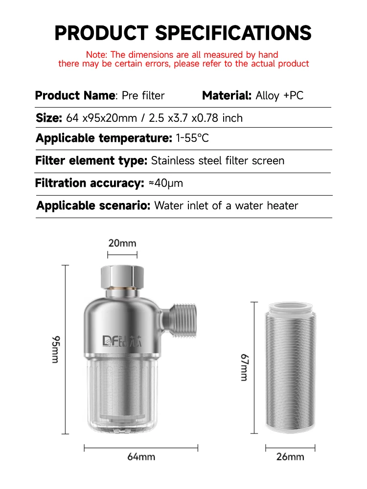 سخان المياه غسالة قبل تصفية 316 الفولاذ المقاوم للصدأ تصفية شاشة دش ومرحاض المنزلية تنقية مياه الصنبور