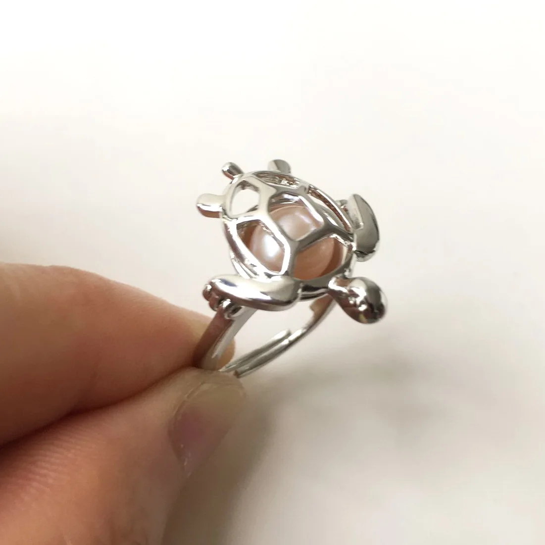 Lovely Cute DIY Can Open & Hold A Bead Sea Turtle Cage Ring Adjustable Size