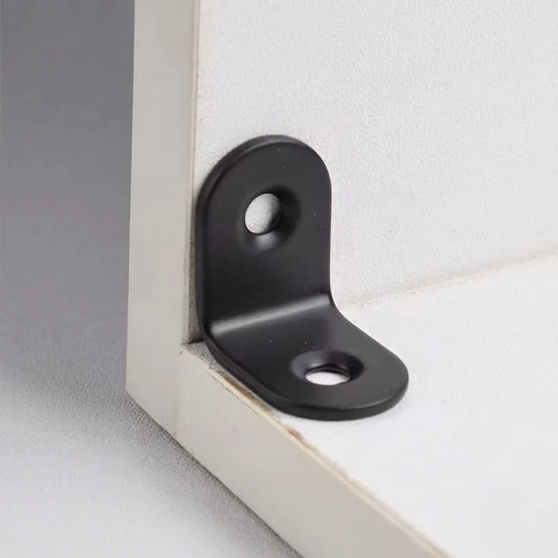 5 PCS Black Stainless Steel L Shaped Bracket 90 Degree Right Angle Corner Brackets for Home DIY Wood Furniture Cabinet,Hardware