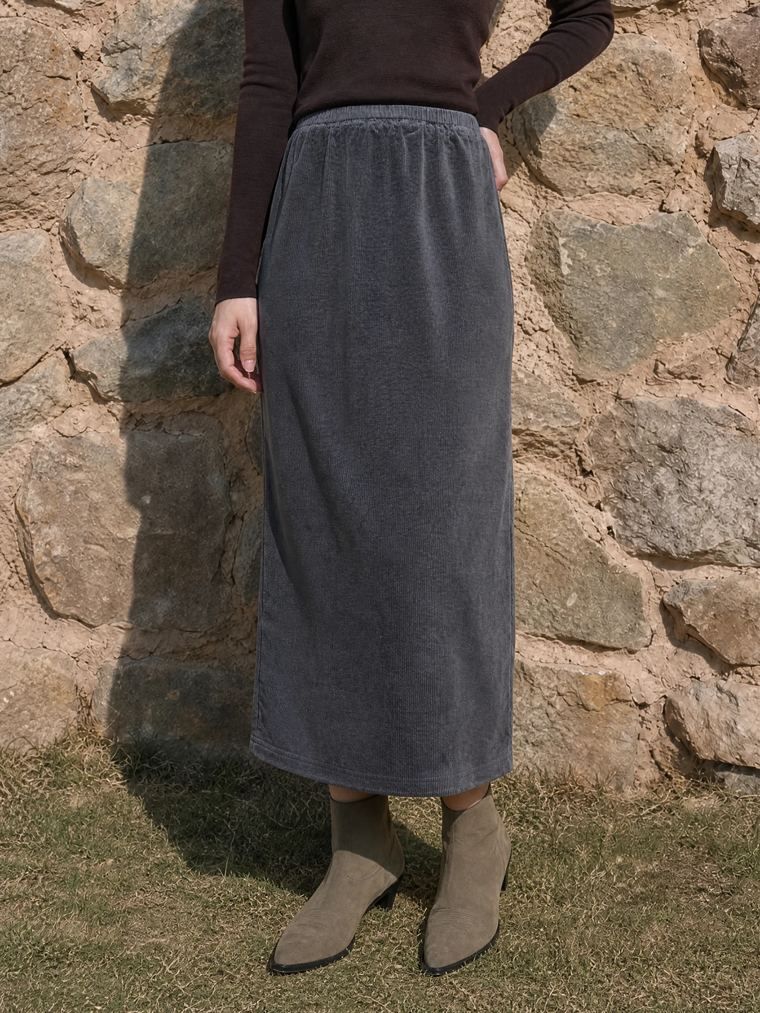 Vintage Mermaid Straight Corduroy Skirt Customized Edition Ladies mid Waist Cotton Blend Stretchy Fabric Bodycon Skirt