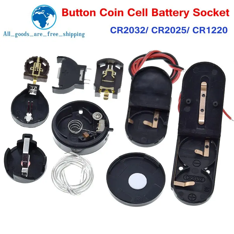 TZT CR2032 CR2025 CR1220 Button Coin Cell Battery Socket Holder Case Cover With ON-OFF Switch 3V 6V Battery Storage Box