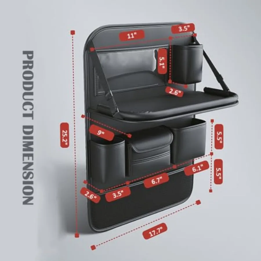 Car Backseat Organizer with Foldable Table Tray, Car Seat Back Protector with Touch Screen Phone Holder, Premium PU Leather Mat - view 6