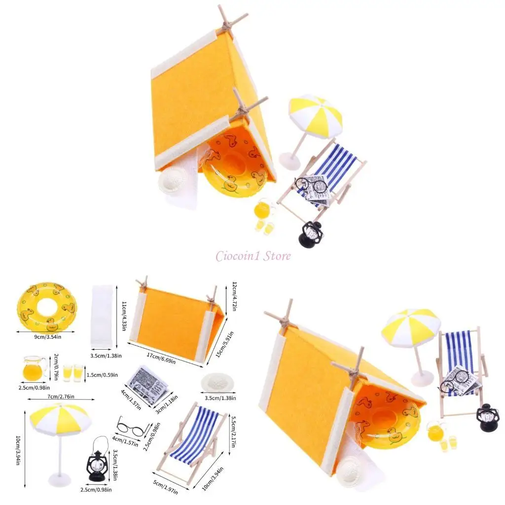 

Y1UB Mini Camping Toy Accessories для кукол стул палатка мини -полотенце детского полотенца безопасное плавание кольца