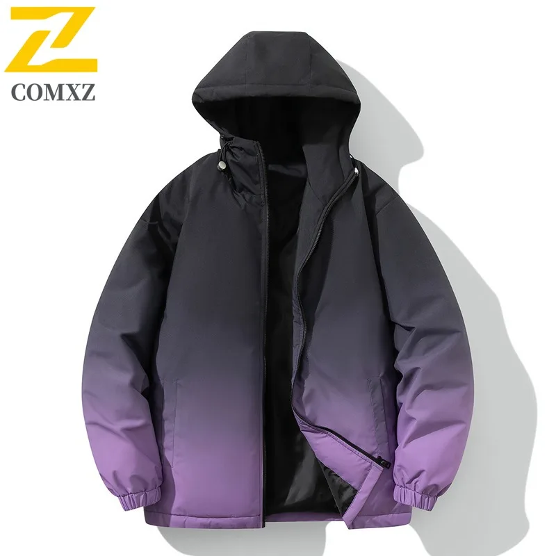 

COMXZ Men Down Jacket Casual Hooded Outdoor Mountaineering Windproof Warm Parka Hiking Travel Comfort Lightweight Winter Coat