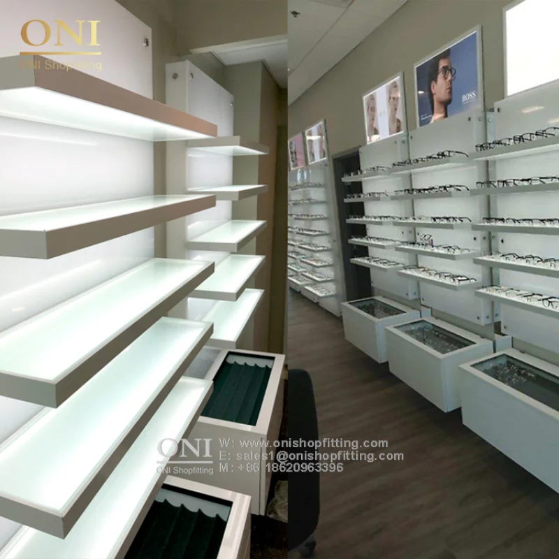 custom.CustomIzed Wall Mount Optical Frames Display Stands Glasses Display Cabinets With Lights Modern Optical Shop Display