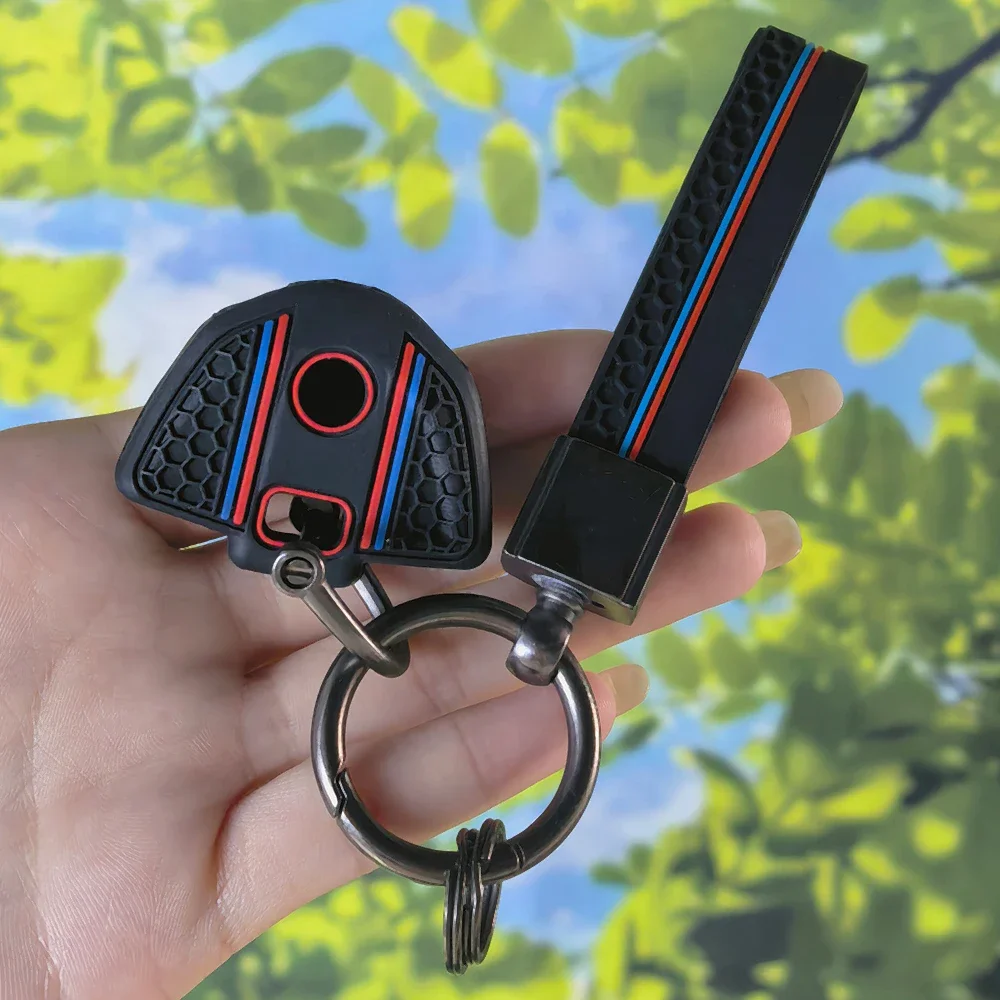 Durable Non-slip Silicone Motorcycle Key Shell With Keychain For BMW S1000R S1000RR S1000XR Remote Key Cover Accessories