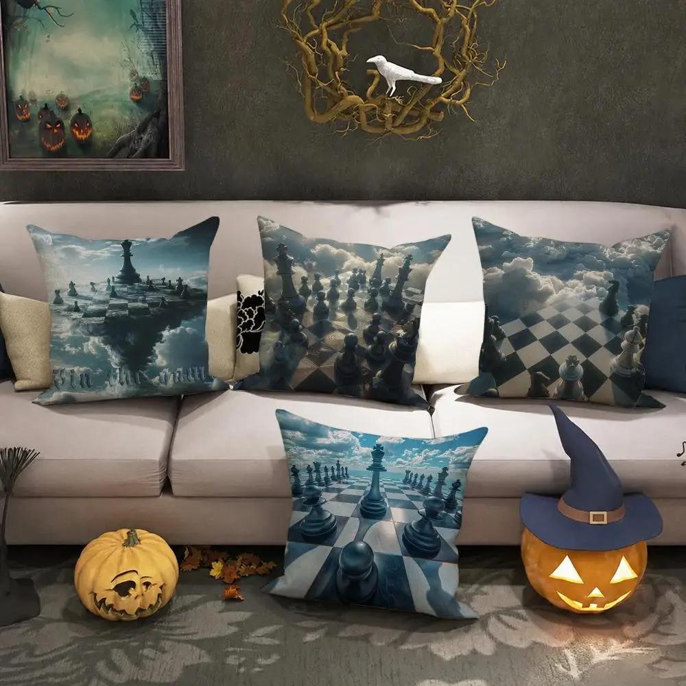 Classic Chess Cushion Cover Halloween decoration trick or treat cushion cover, ghost, pumpkin head, bat decoration