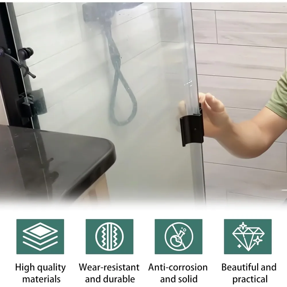 مجموعة مقبض باب الدش RV مع مجموعة برغي - أسود