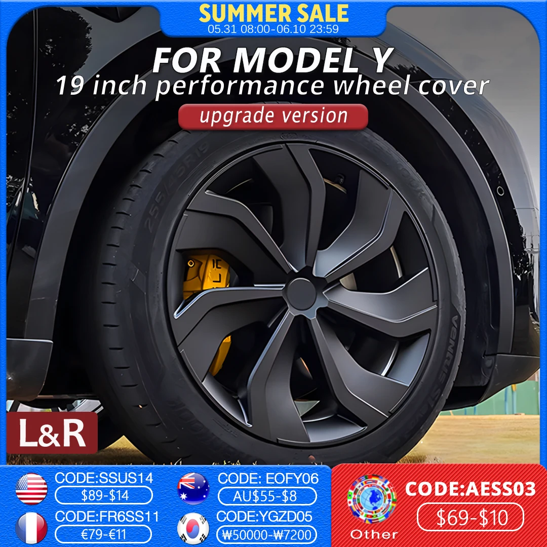 

4PCS Hub Cap Car Automobile Hubcap Full Cover Performance Replacement Wheel Cap Accessories For Tesla Model Y 19 Inch 2017-2024