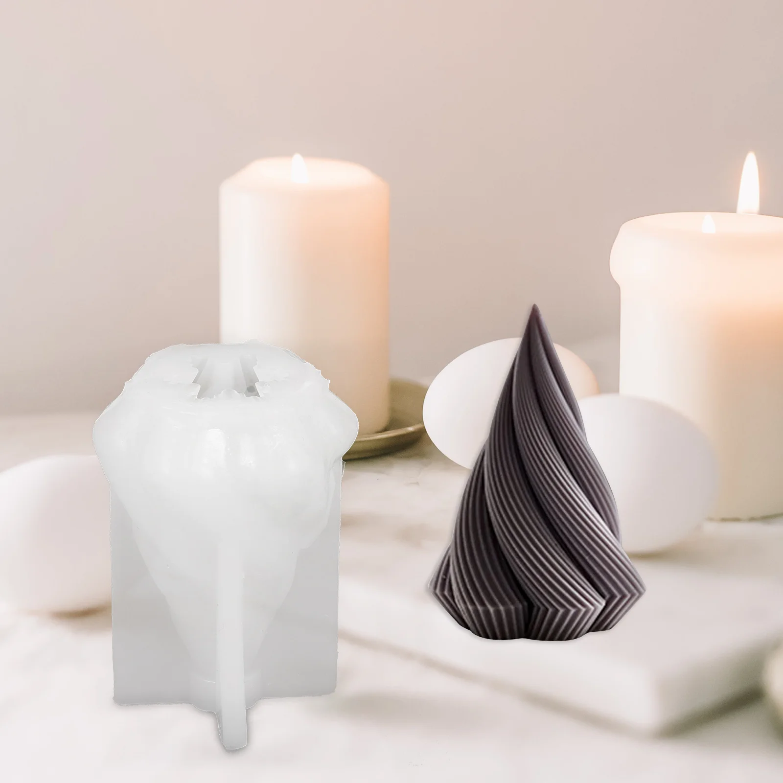 

Triangle Cone Mold Silicone DIY Making Tool for Irregular Candles Christmas Decor Craft Epoxy Resin Molds
