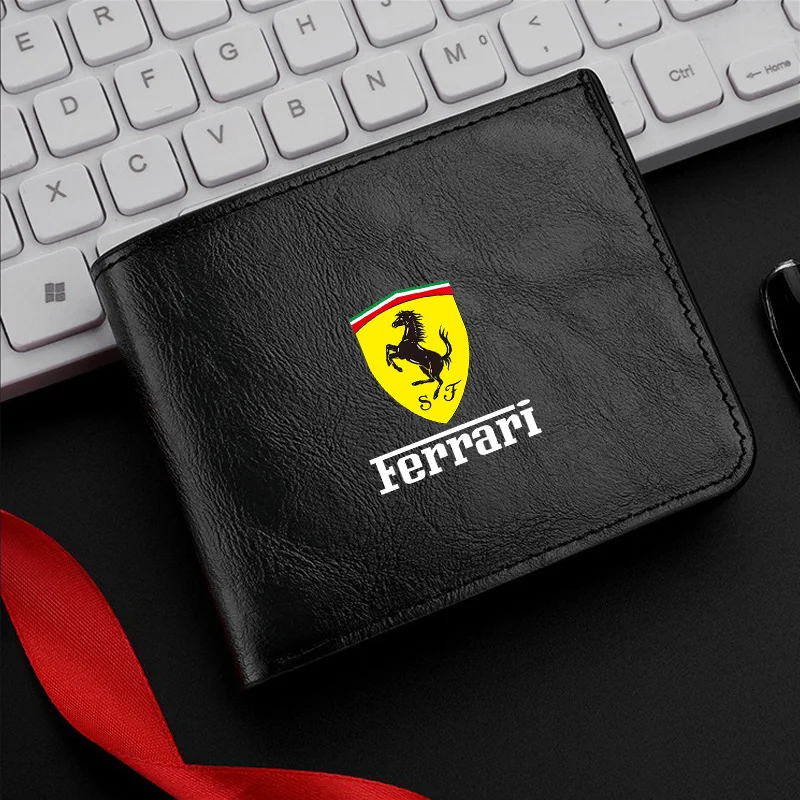 Cartera de cuero Ferrari, bolsa para licencia de conducir de coche, monederos para tarjetas de crédito para FerrariF430 458 F12 Roma 812 F8 SF90, accesorio de competición