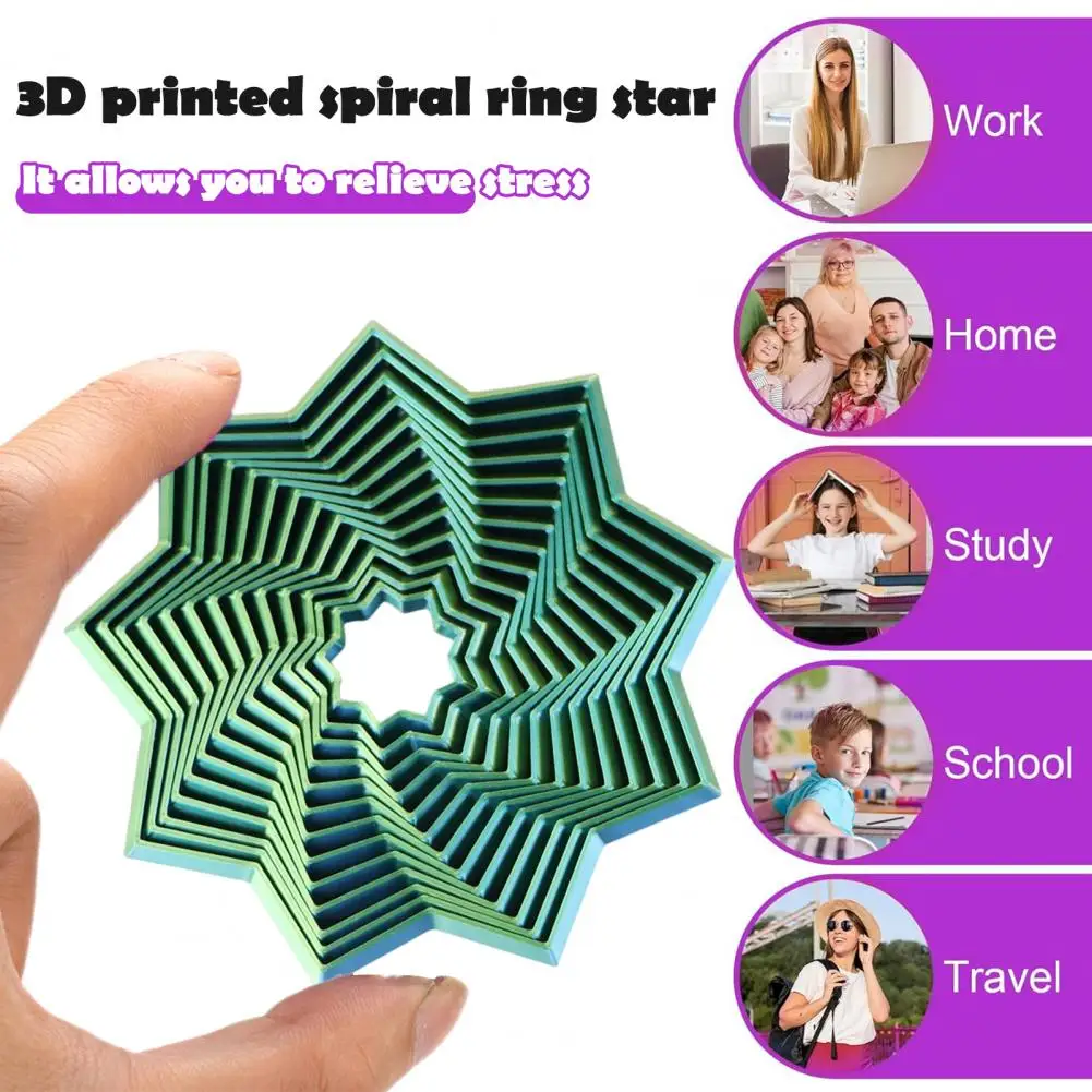 3d Printed Nine-pointed Star Toy Telescopic Nine-pointed Star Fidget Toy for Stress Relief Kids Teens Adults