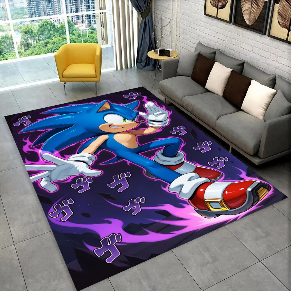 Fashion S-Sonic Cartoon Game Carpet Rug for Playroom Bedroom Living Room Sofa Home Decor,kids Play Area Rug Non-slip Floor Mat