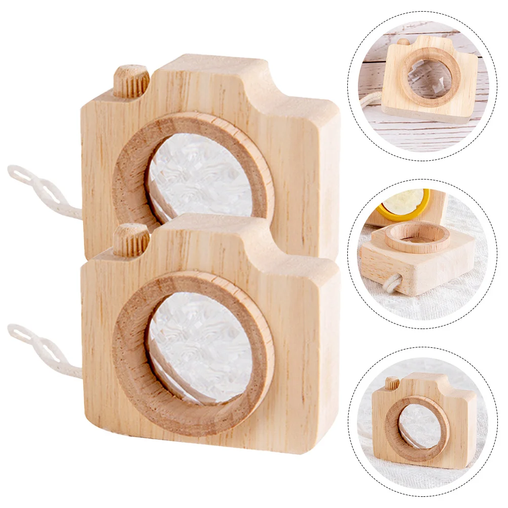 

2 Pcs Children's Kaleidoscope Prism for Kids Party Toys Favors Mini Baby Camera Wooden Adults