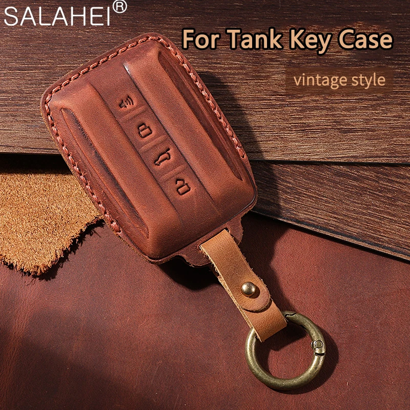 

Leather Car Key Case Cover Shell Holder Protector Fob For Great Wall GWM WEY TANK 300 500 Tank300 Tank500 Auto Styling Accessory