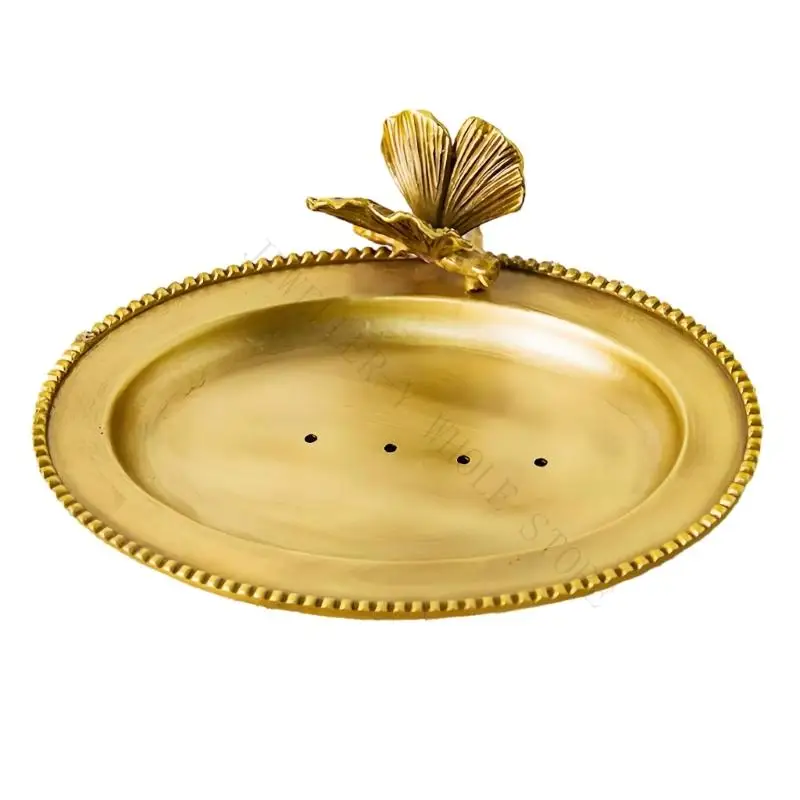R7UF Vintage Brass Jewelry Tray for Vanity, Dresser, and Bedside Storage