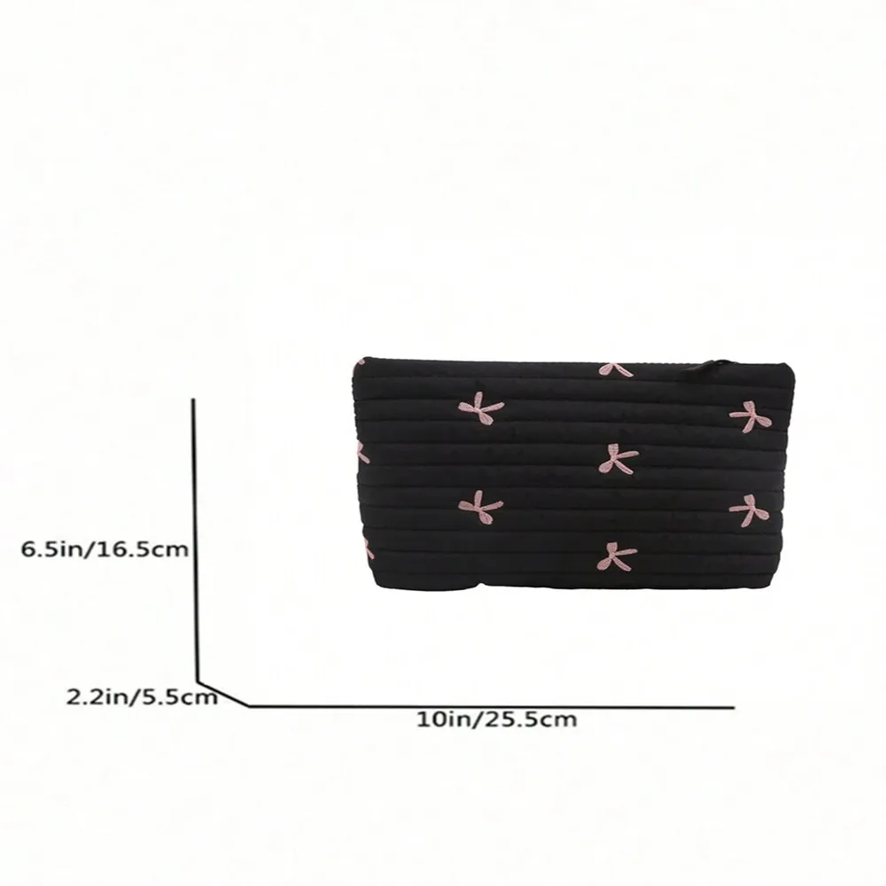 حقيبة مكياج كاجوال ذات ثنيات - مبطنة بمربعات بلون سادة، مثالية للتنقل والسفر اليومي #2