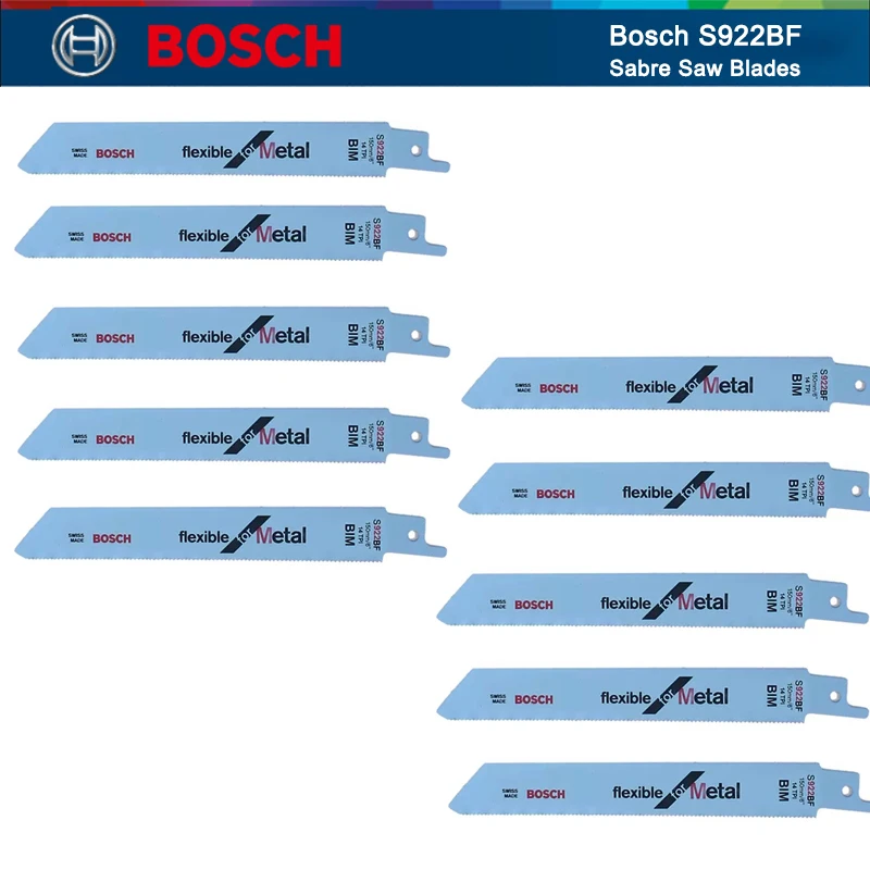 

10 Pcs Bosch S922BF Reciprocating Saw Blades 150mm 5.9 inch Metal Wood Cutting Woodworking Cutter Kit Power Tool Accessories