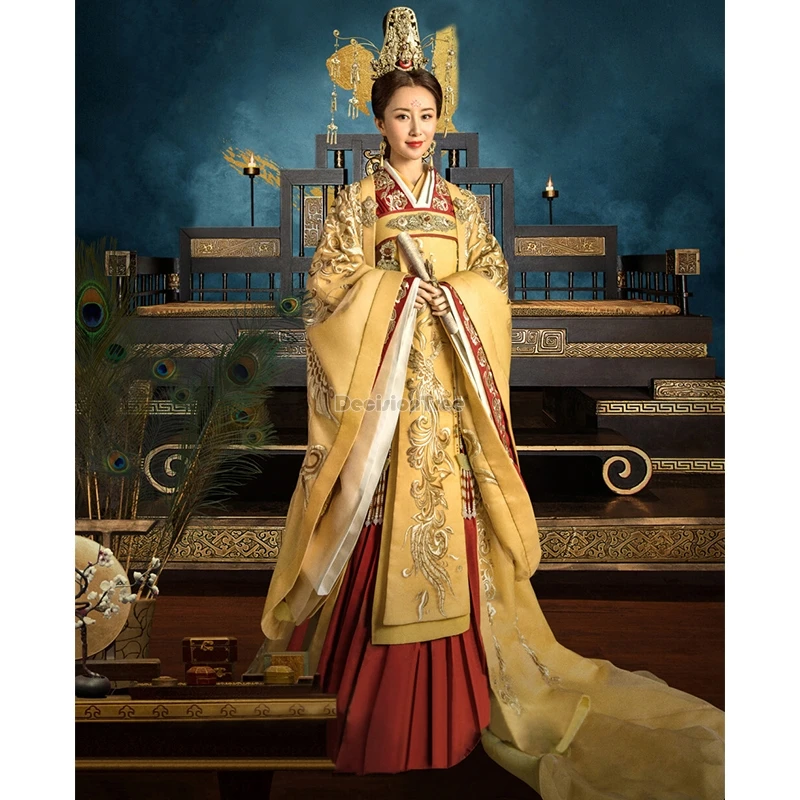 Disfraz de la antigua dinastía tang China mundial, vestido de emperador masculino, vestido de Reina, bata de dragón dorado, pareja antigua, 2024