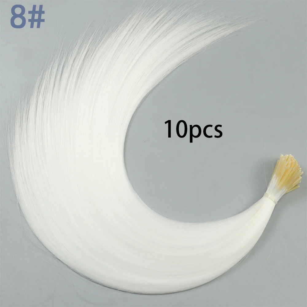 Synthetisch gekleurde I-Tip Stick Hair Extensions Steil haar 16 inch voor vrouwen Hoge temperatuur 10 strengen/pakkleuren