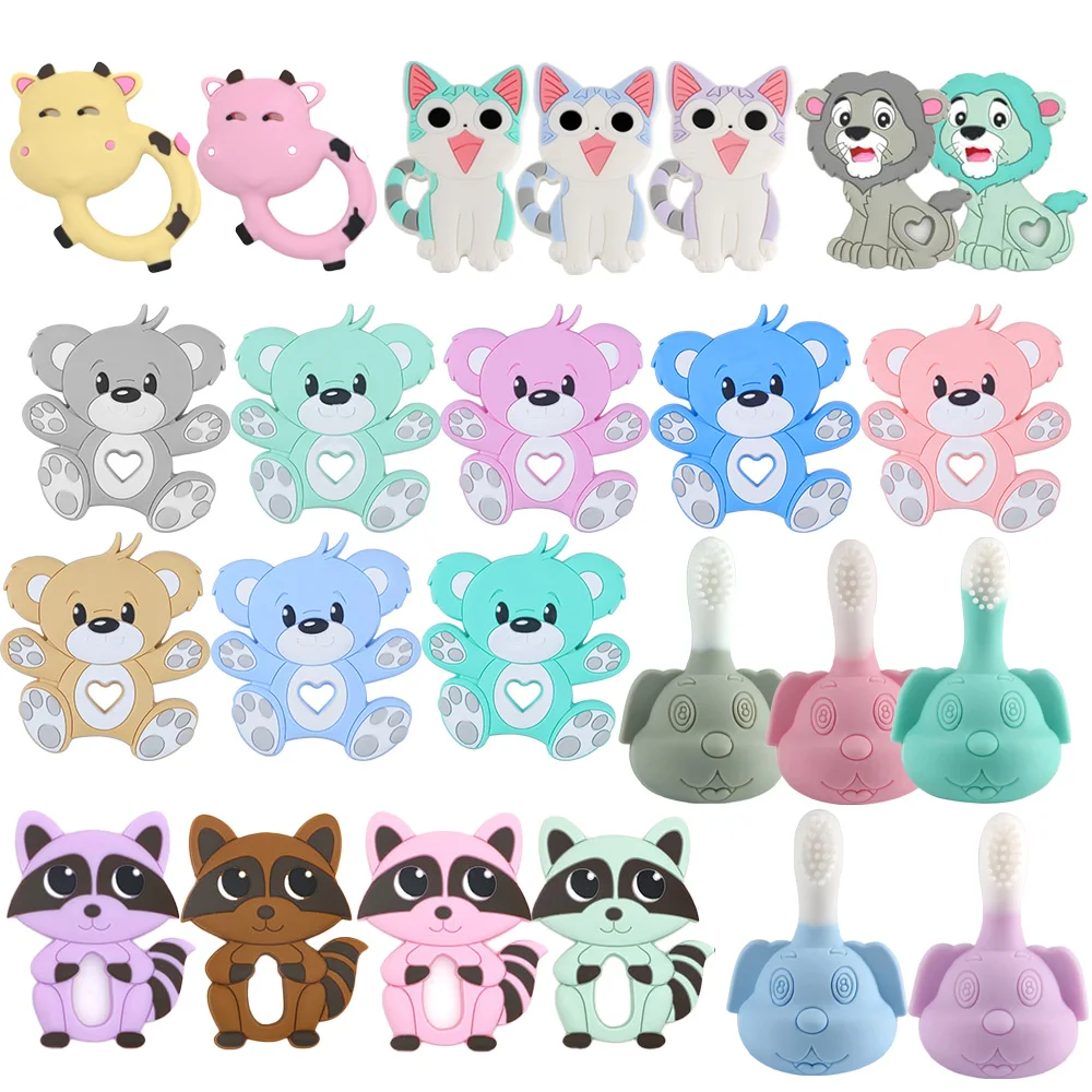 1pcs Hot Little Bear Little Raccoon Cat Silicone Focus Beads Pendant Accessories BPA-free DIY for Jewelry Making Food Grade