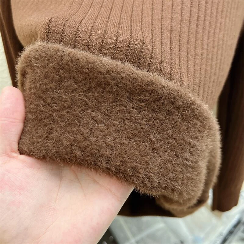 Осень-зима, пуловер с длинными рукавами, модный женский толстый полуводолазка, базовые топы, новые повседневные вязаные свитера, джемпер