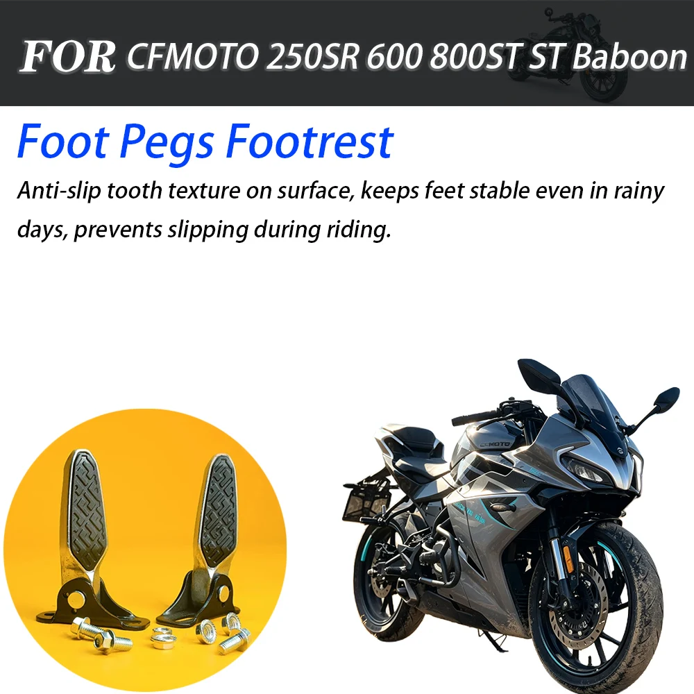 Aluminum Foot Rest Pegs Anti Slip Design Fit CFMOTO 250SR 600 800ST ST Baboon Motorcycle Mod Replacement Accessories