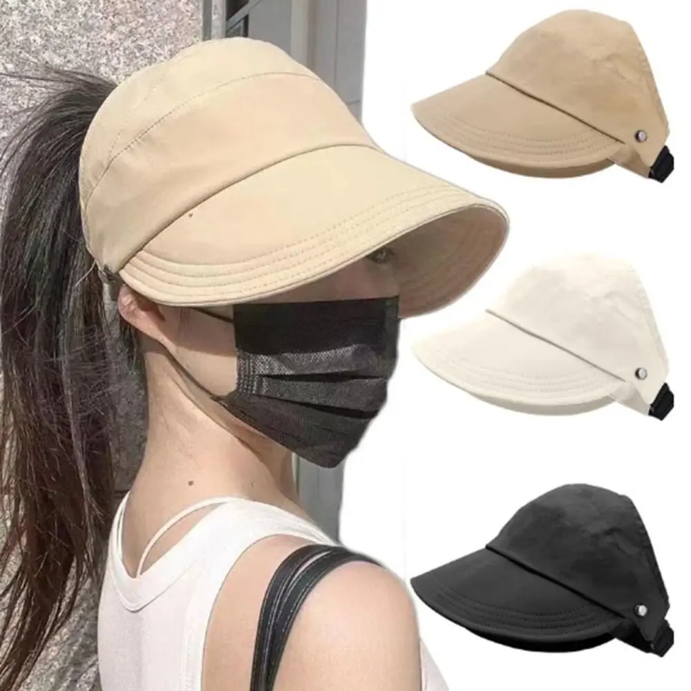 

Foldable Wide Brim Ponytail Sun Hat Summer Quick-dry Visor Fisherman Cap Outdoor Adjustable Women Sun Hat Beach Hat