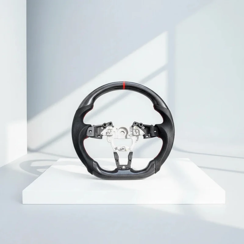 

Спортивный руль MX-5 Miata 2016-2023 из карбона и кожи, с плоским дном, 3 спицы, диаметр 35 мм/40 мм, черный