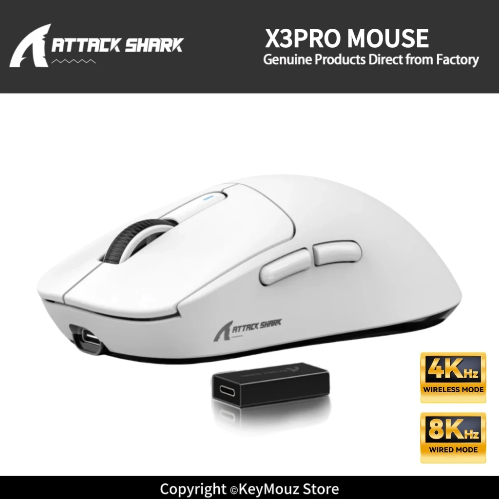 ATTACK SHARK X3PRO Ergonomic Wireless Gaming Mouse PAW3395 650IPS 50G Acceleration 68H Battery Life for FPS MOBA Gaming