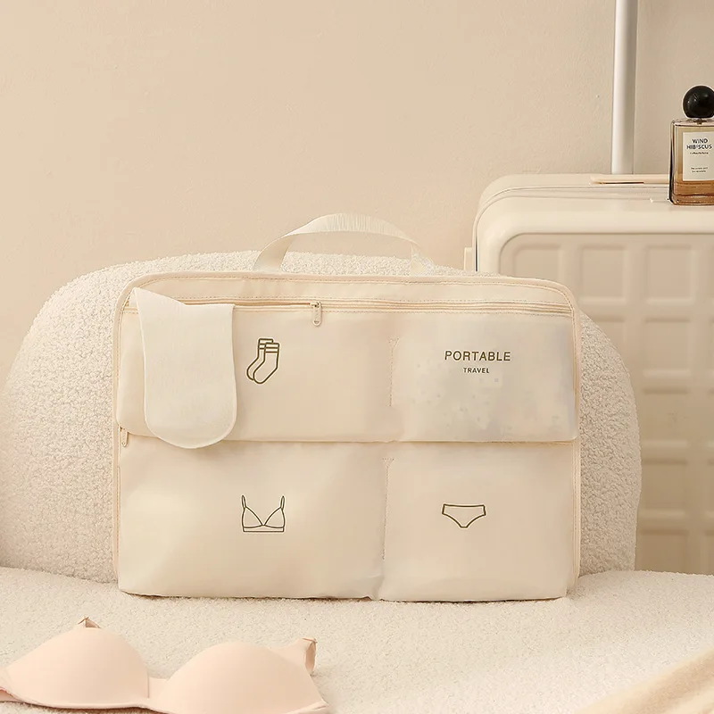 Hanging compartmentalized clothing storage bag 4-in-1 travel organizer multifunctional sock and underwear pouch