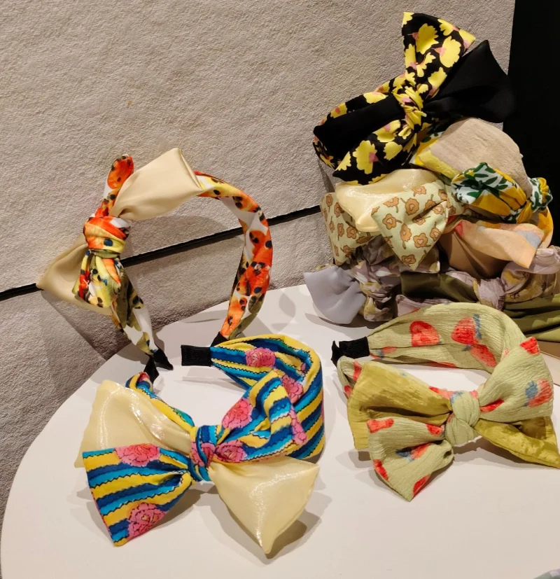 

18 Colors Removable Print Bow Hair Bands Headband Beach Wide Edge Hairbands Women Outdoor Hair Accessories Girls Hairpin