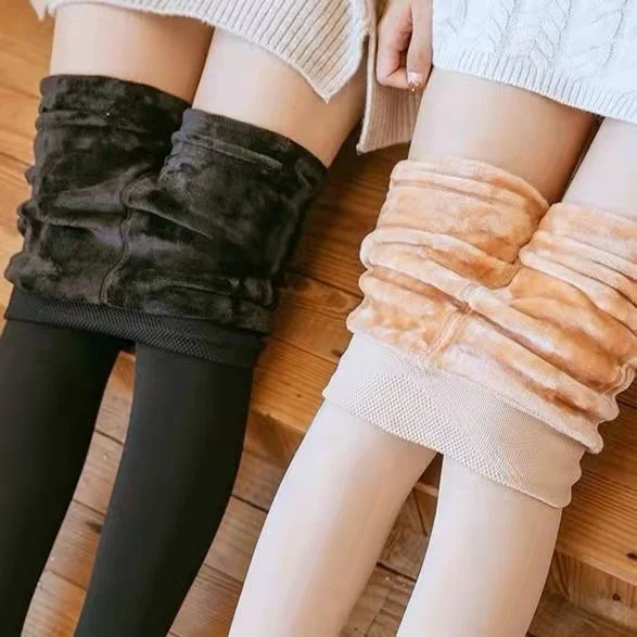 Autumn Winter Invisible Zipper Warm Pantyhose Tights Women High Waist Elastic Ladies Velvet Stockings Sexy Leggings