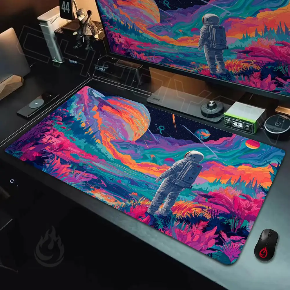 Psychedelic art space illustration Mouse Pad Desk Mat Non-Slip Durable office mouse mat gaming mats Stitched Edge HD printing
