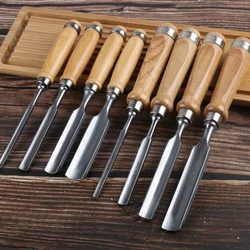 Woodworking Half Round Chisel Set Chromium Vanadium Steel 6/12/18/24mm Engraving Chisel Flat Chisels Edge Trimming Carving Tools