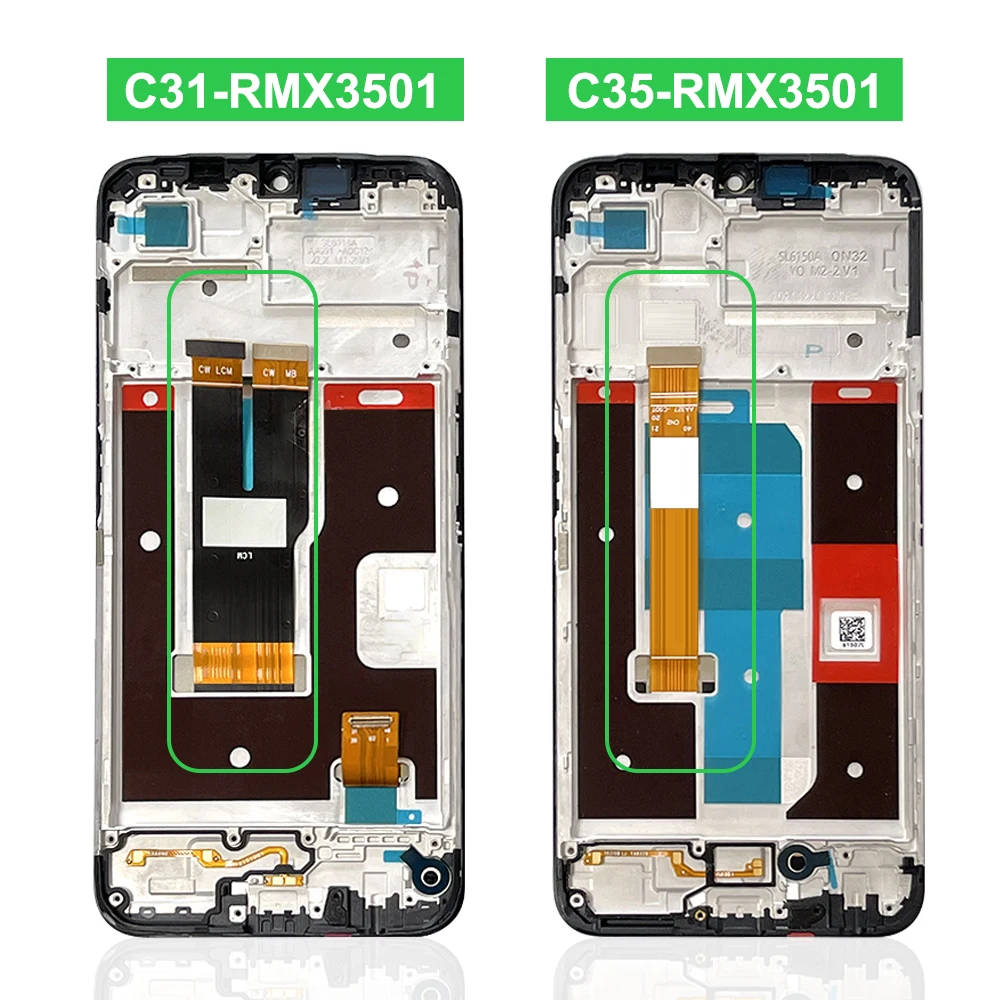 6.5\'100% test New For Realme C31 RMX3501 LCD Display with Frame Touch Screen Replacement 6.6\