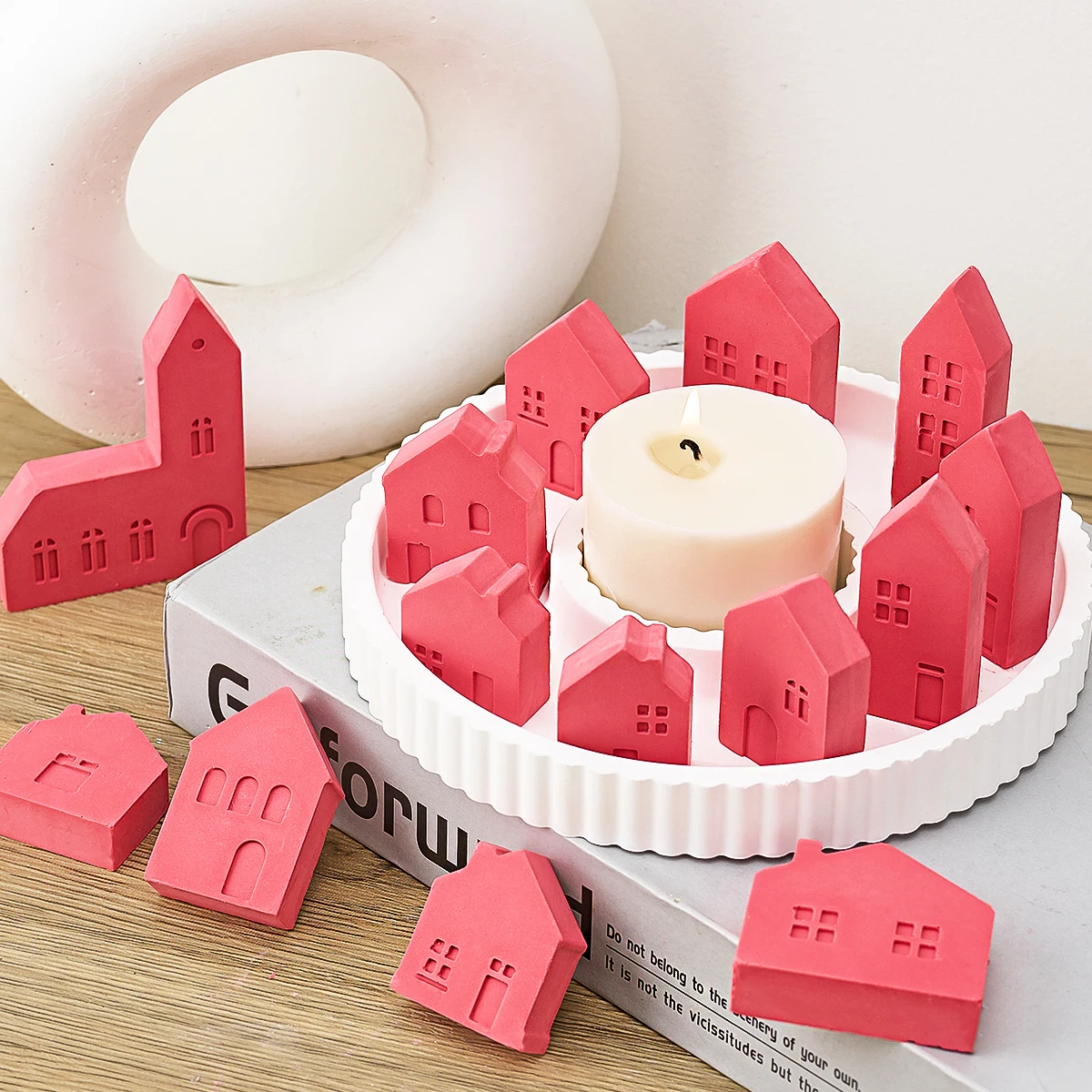 3D Nordic Style Small House Silicone Mold 19 Holes House Candle Molds Mini Houses Plaster Concrete Cement Mould Aroma Soap Molds