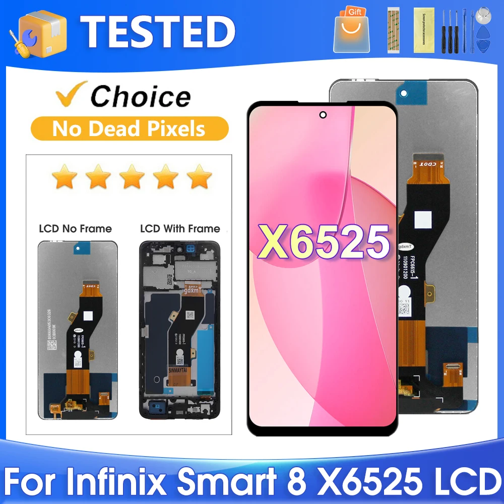 

6.6''For Infinix Smart 8 For Smart8 X6525 LCD Display Touch Screen Digitizer Assembly Replacement