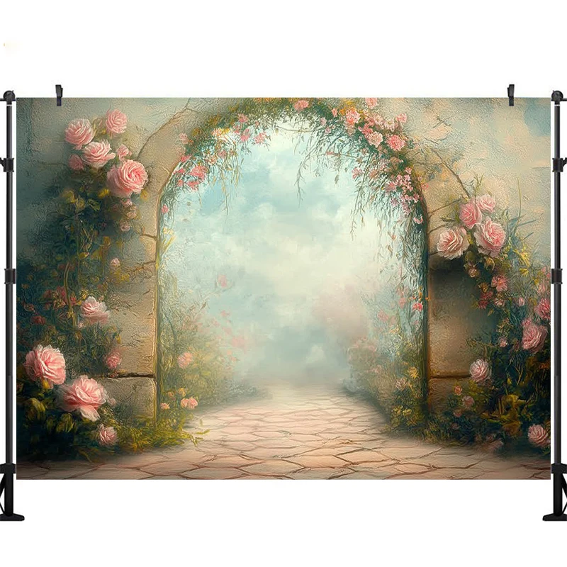 LS Photography Background Dream Floral Arch Wall Room Adult Birthday Wedding Maternity Portrait Decor Backdrop Photo Studio
