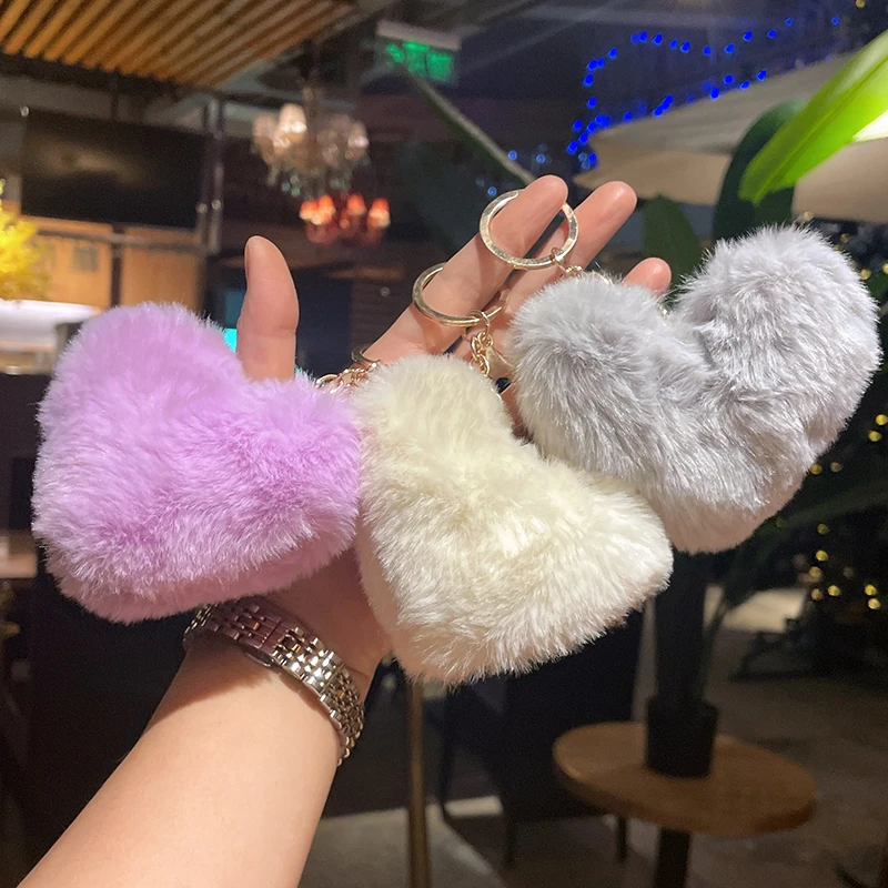 Adorabile peluche a forma di cuore portachiavi cuore cellulare ciondolo palla per capelli auto borsa da donna ciondolo decorazione regalo di san valentino ragazza