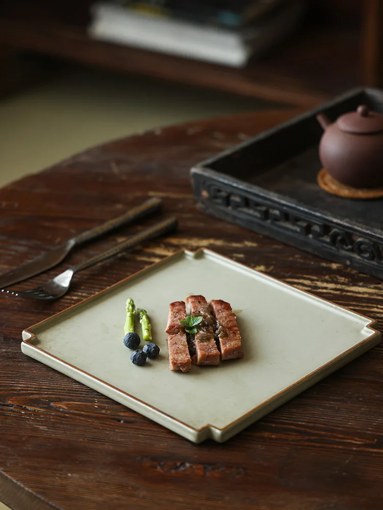 

Керамическая тарелка Dongrong в японском стиле для стейка, суши, холодных закусок и рыбы, винтажная, для домашнего использования, квадратная, для взрослых