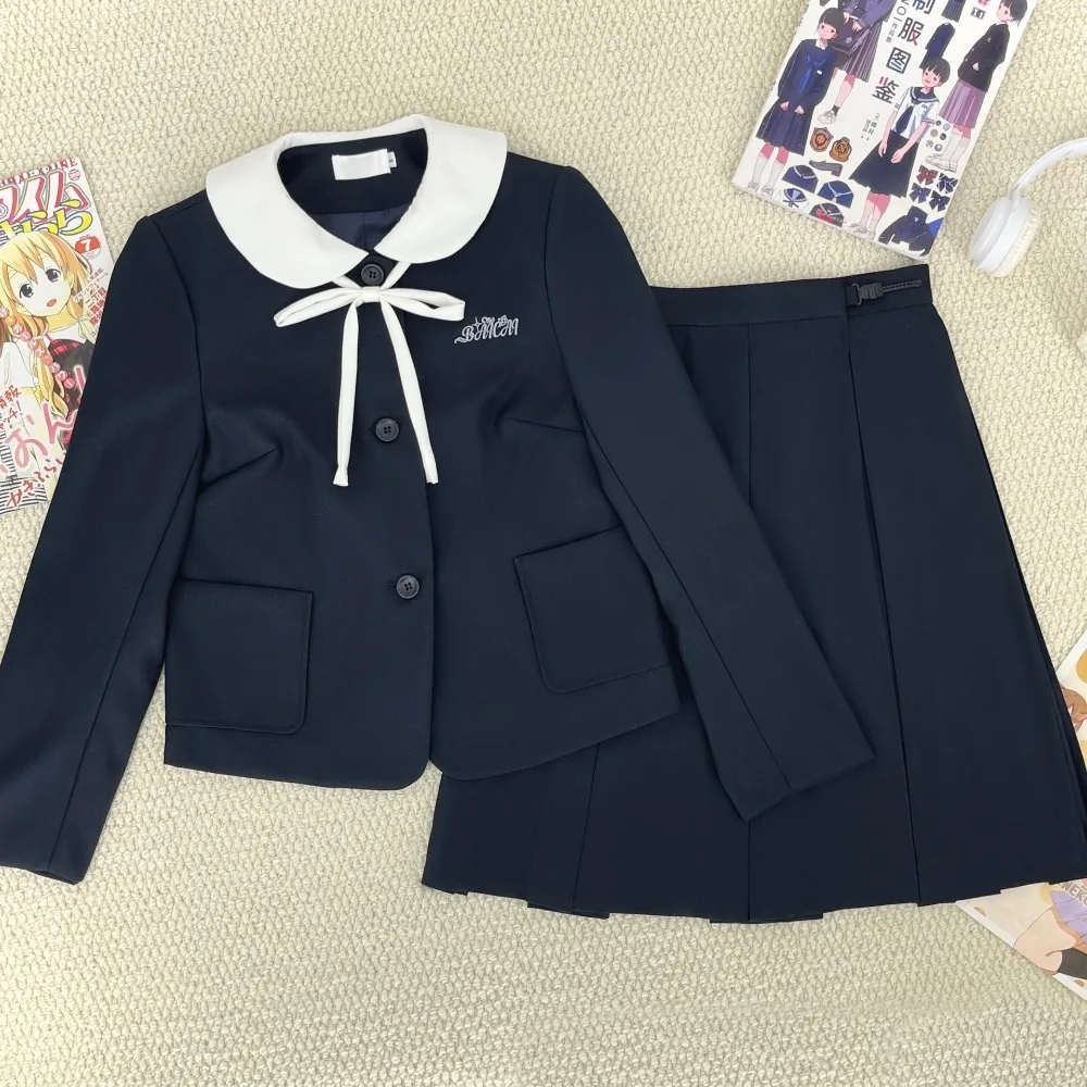 Elegant Japanese Doll Collar JK Uniform Jacket, Embroidery Crew Neck Suit School Uniform for Graduation Photo Campus Daily Wear - view 5