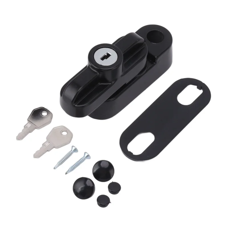 External Window Lock Catch Aluminum Alloy Anti Theft Flat Window Buckle Lock For Single Double Windows (White Black)