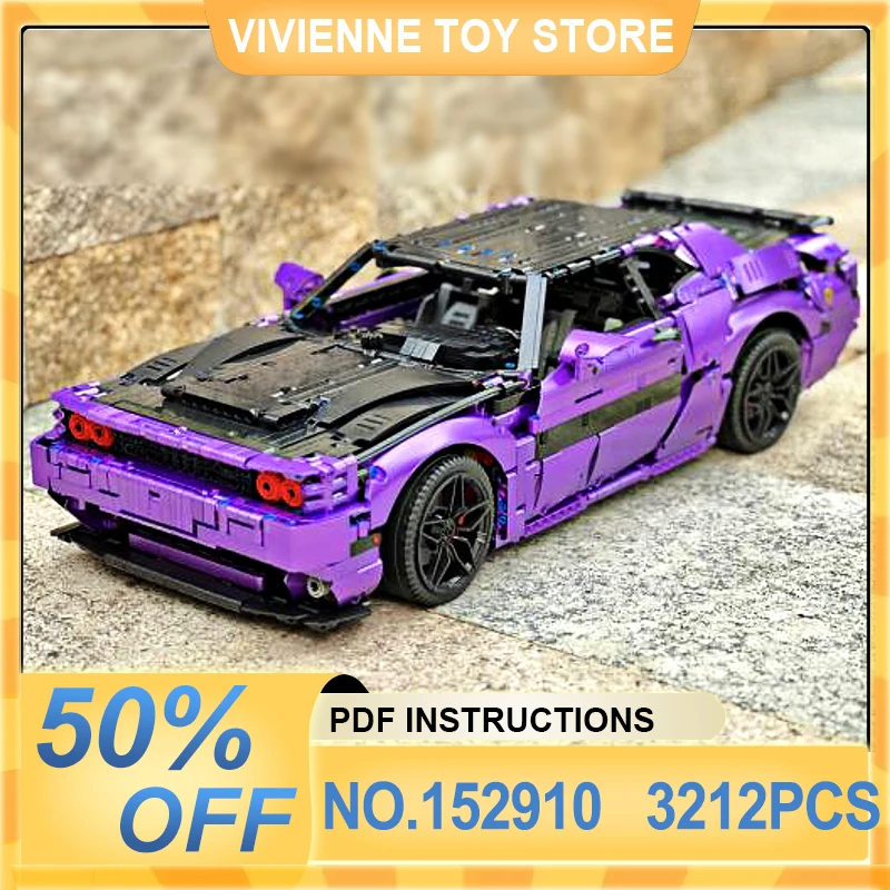 MOC-152910 Technical Purple Super Sports Car Hypercar Building Blocks Bricks DIY Puzzle Educational Toy Christmas Gfits For Kids