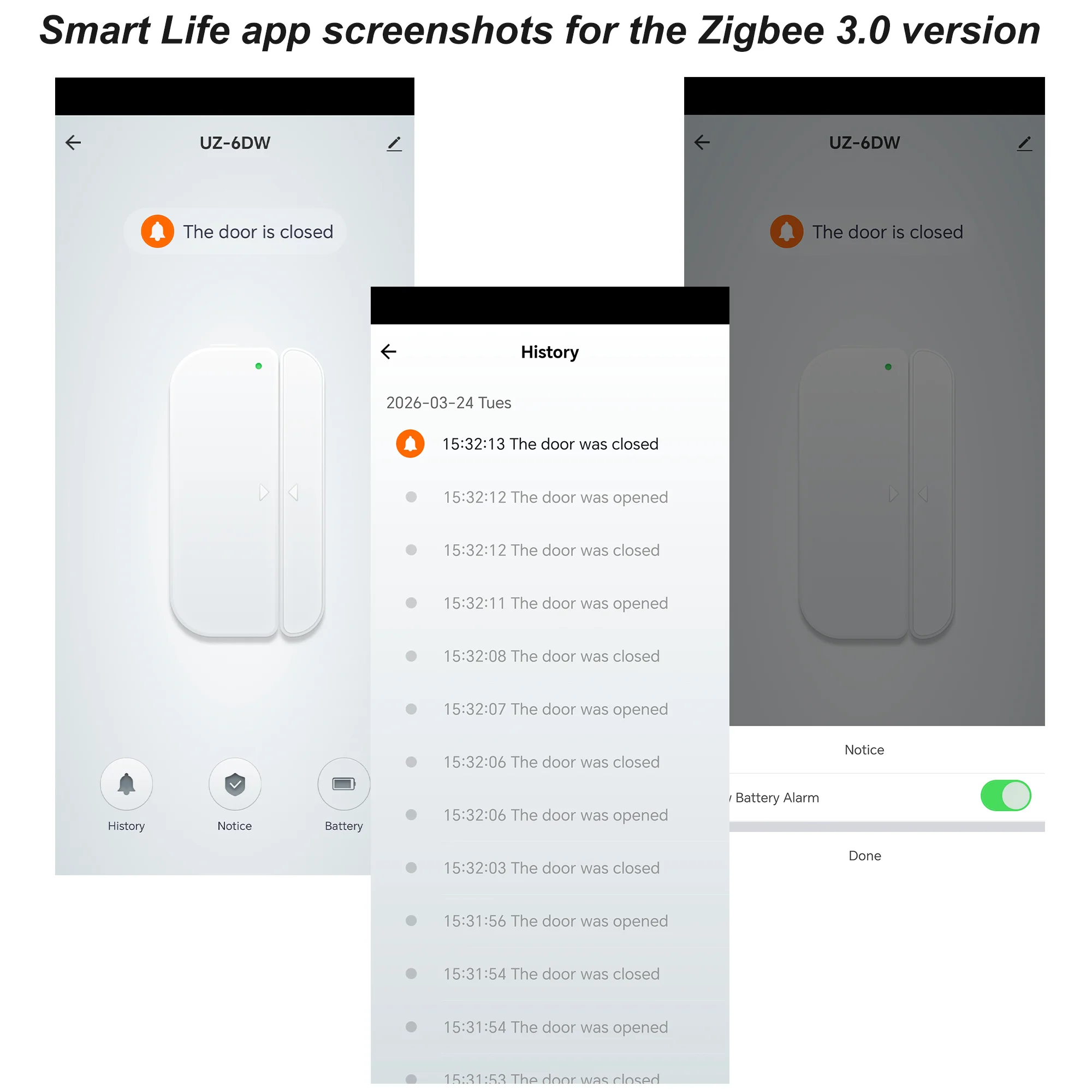 Zigbee Door Window Sensor Open Close Detector Smart Home Security Alarm Burglar Door Sensor Works With Alexa Home Assistant Z2M