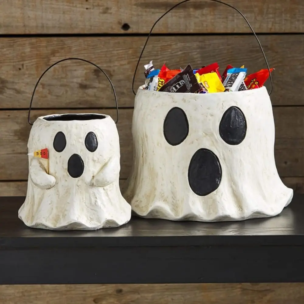 

Gift Mud Pie Paper Mache Halloween Treat Buckets Resin Cute Ghost Treat Buckets Trick Or Treat Candy Buckets Holder