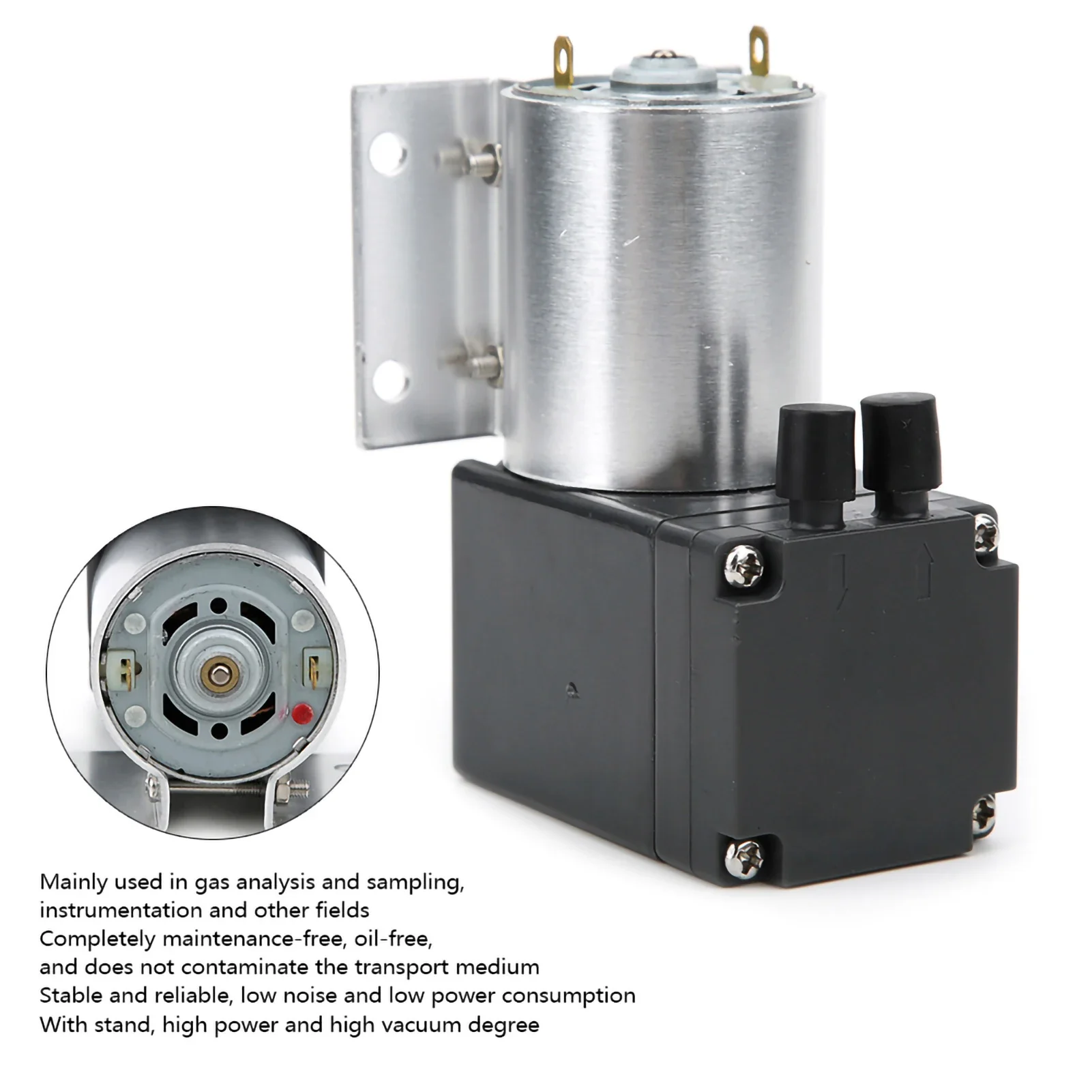 Bomba de Vacío de Presión Negativa de 12V/24V, 72kpa, 8w, 12L/min, Bomba de Succión de Gran Potencia con Soporte