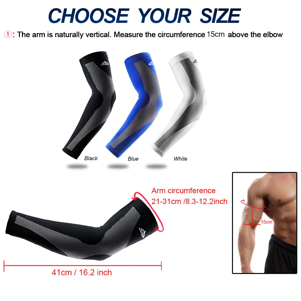 TopRunn 2Pcs/1Pair Sports Arm Compression Sleeve Basketball Cycling Arm Warmer Summer Running UV Protection Volleyball Sunscreen